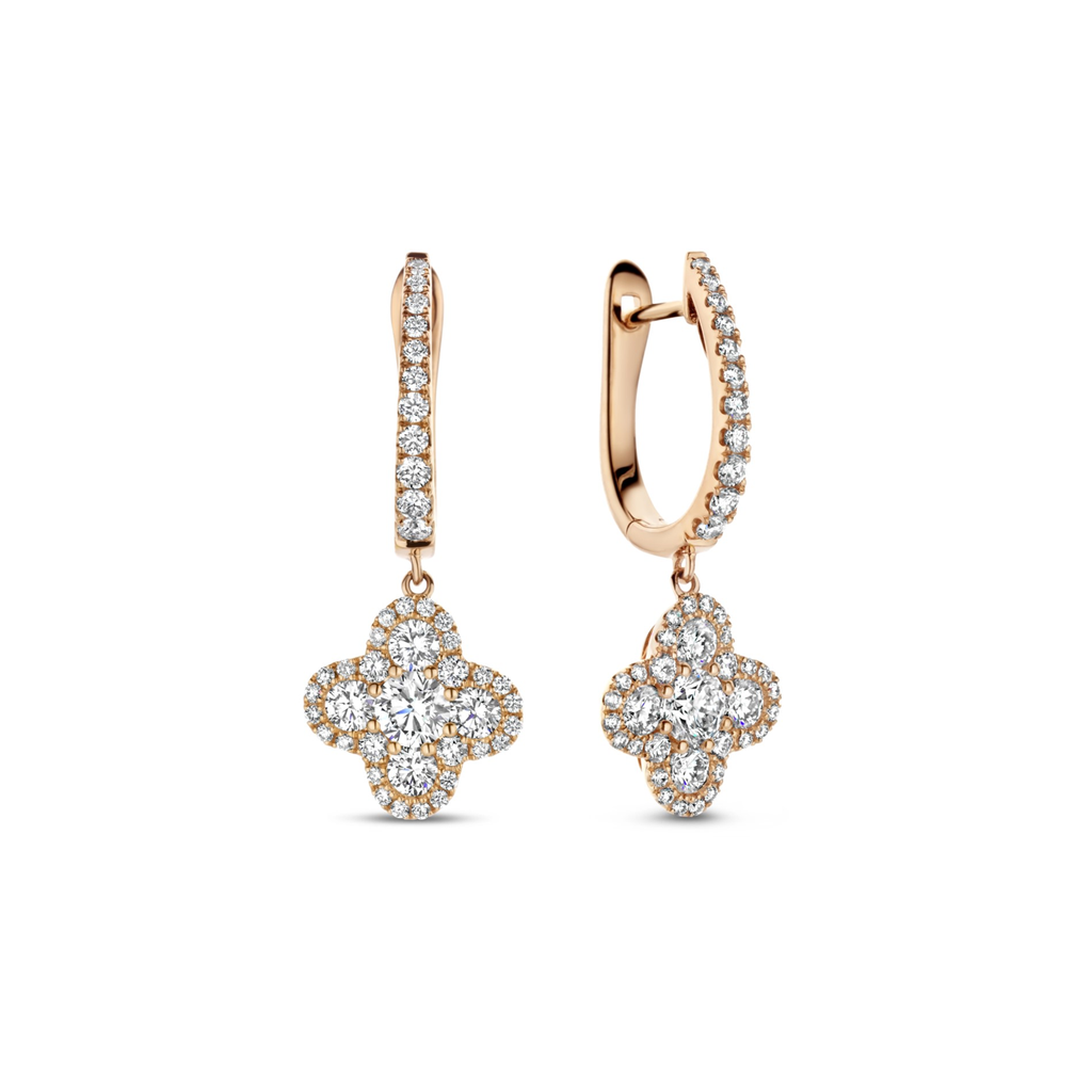 Rose gold earrings with diamonds