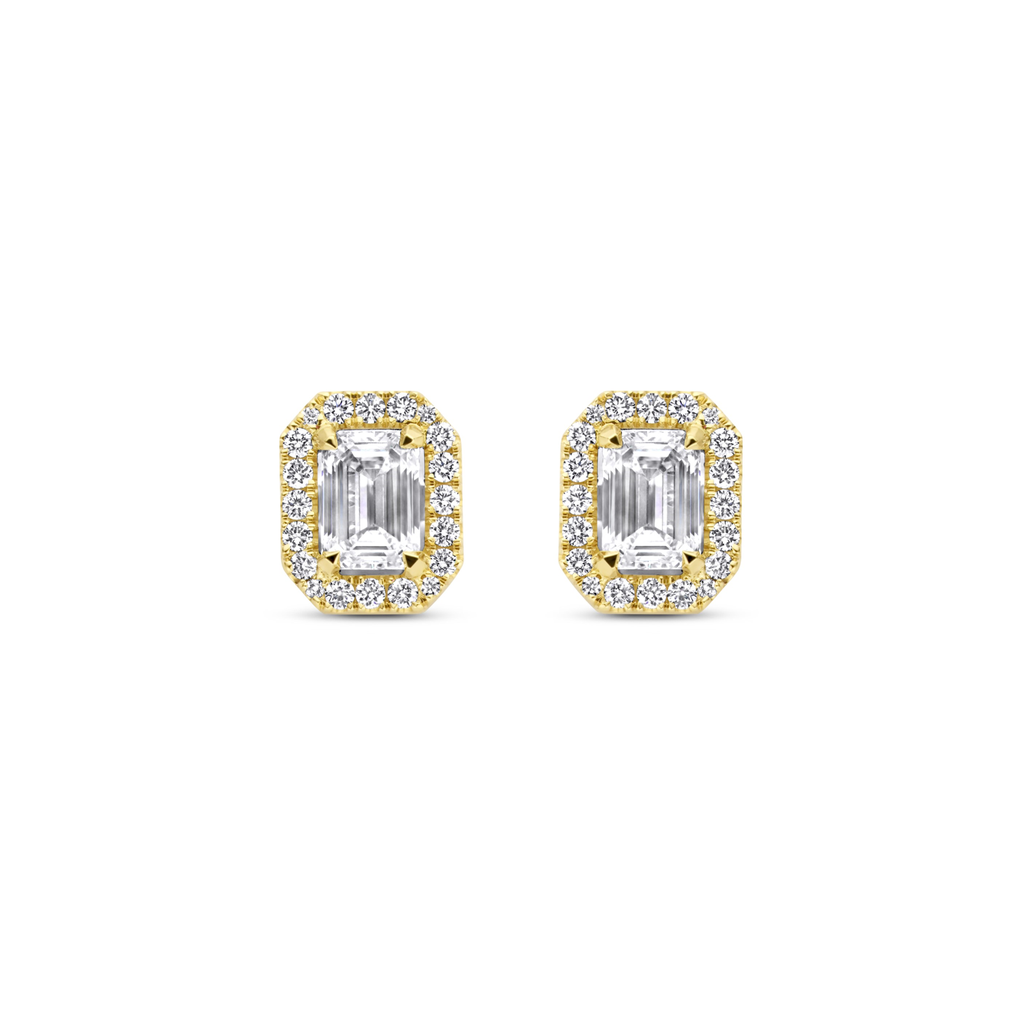 Yellow gold studs with diamonds