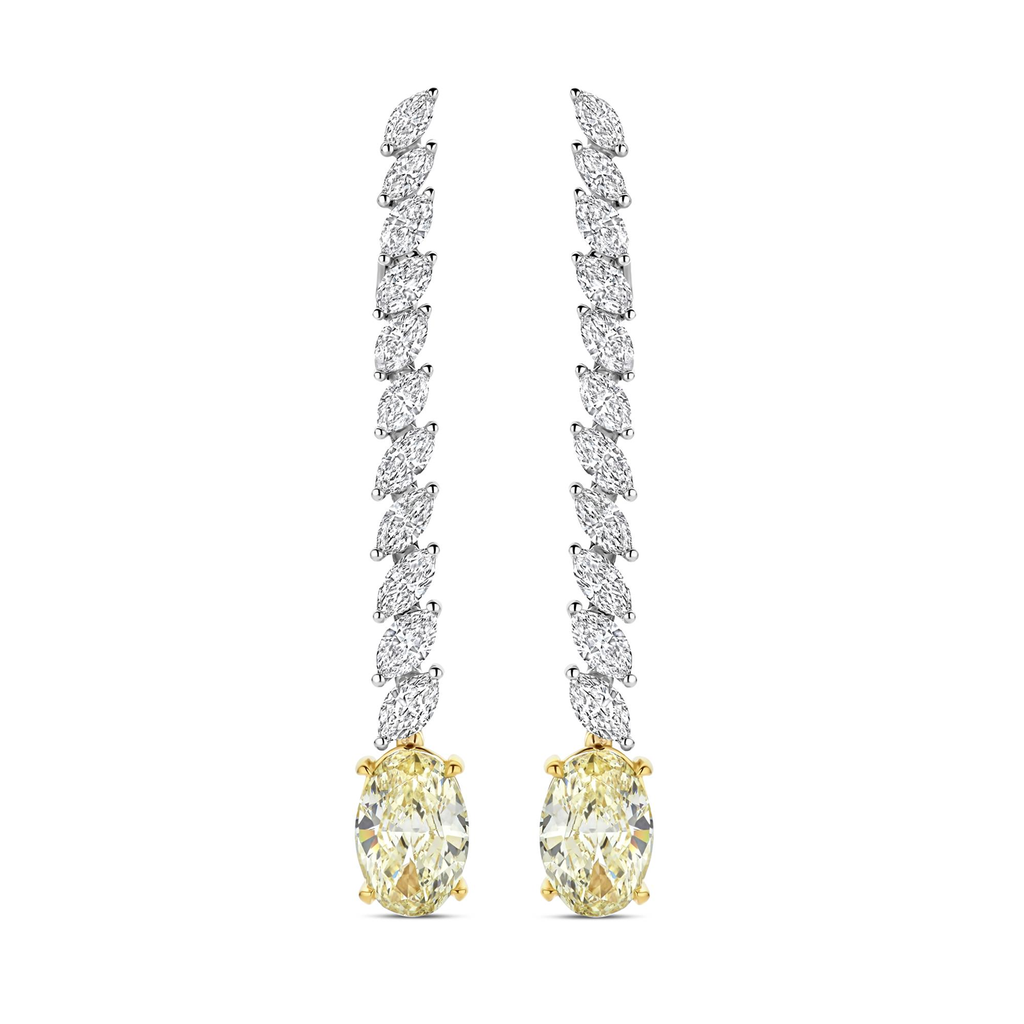 Bicolor earrings with diamonds