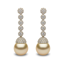 Yellow gold earrings with diamonds and pearls