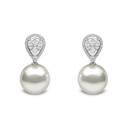 Whitegold earring with diamonds and pearls