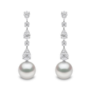 Whitegold earrings with diamonds and pearls