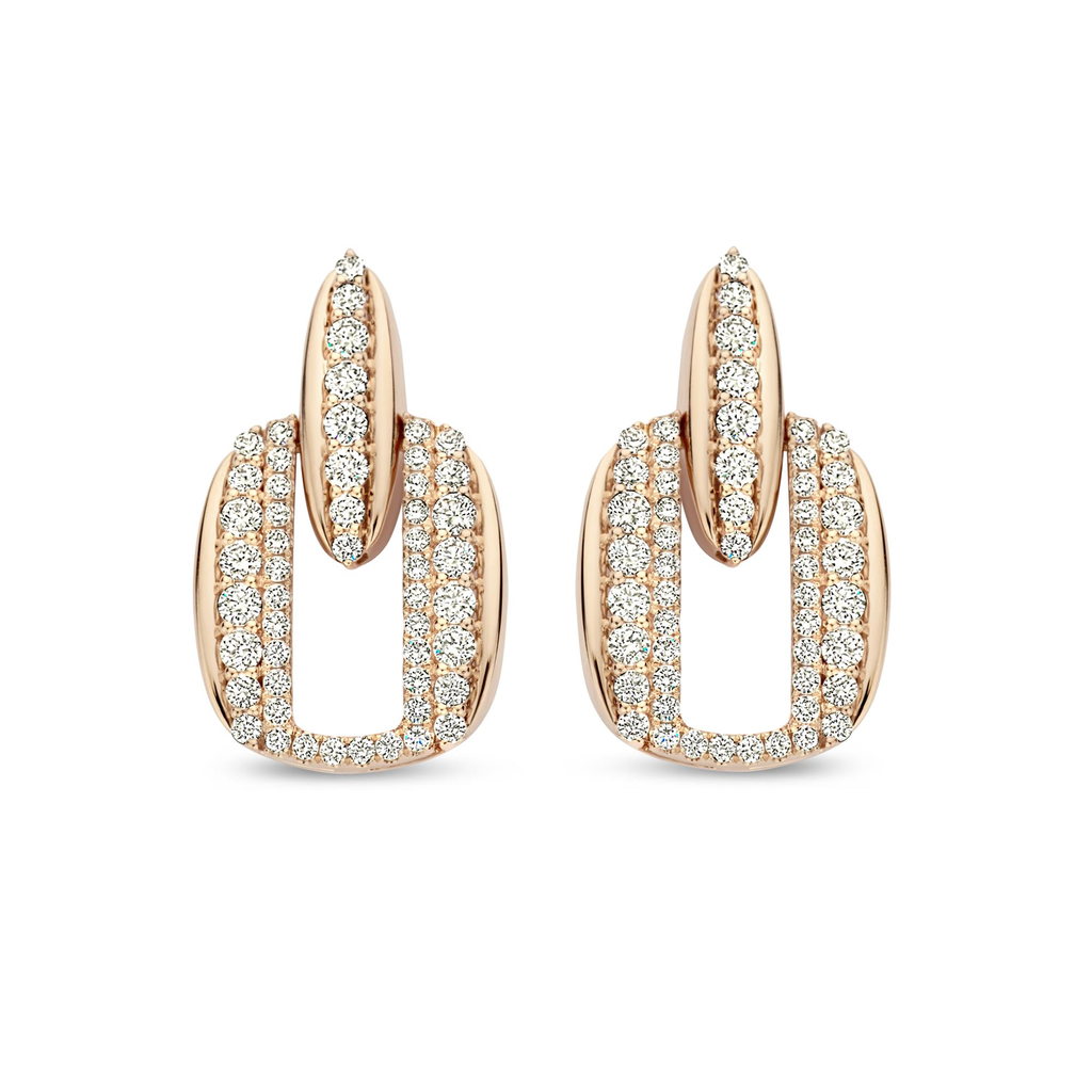 Pink gold earrings with diamonds