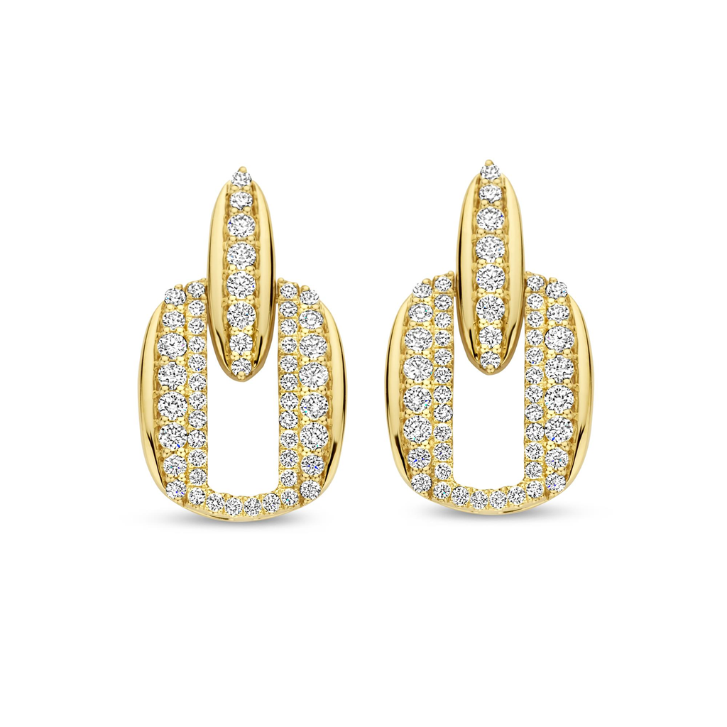 Yellow gold earrings with diamonds