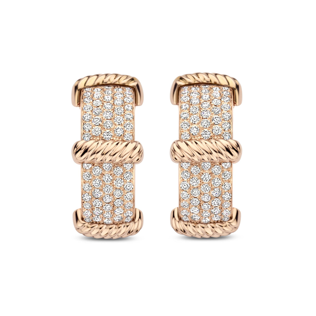 Pink gold earrings with diamonds