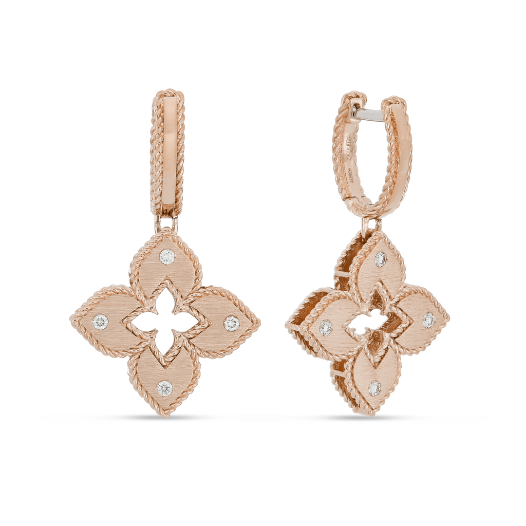 Venetian Princess Earrings in Pink Gold with Diamonds