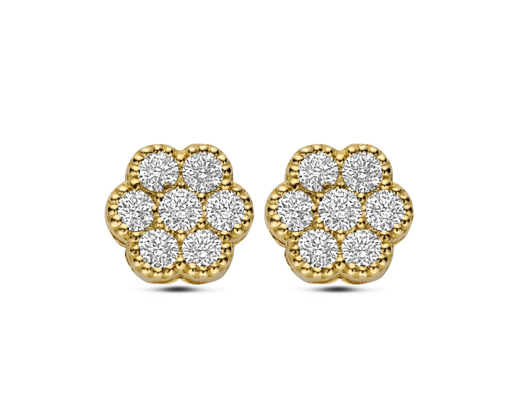 Yellow gold earrings with diamonds