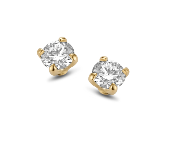 Yellow gold studs with diamonds