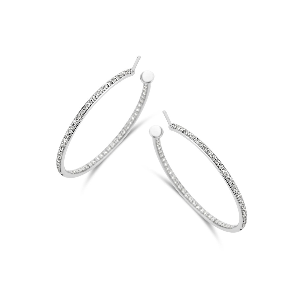 Hoop Earrings in White Gold with Diamonds (3 cm)