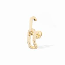Maillon Small Mono Earring in Yellow Gold with Diamonds