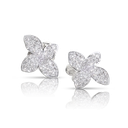 Earrings in White Gold with Diamonds Small Flower.