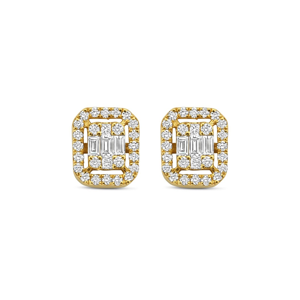 Yellow gold studs with diamonds