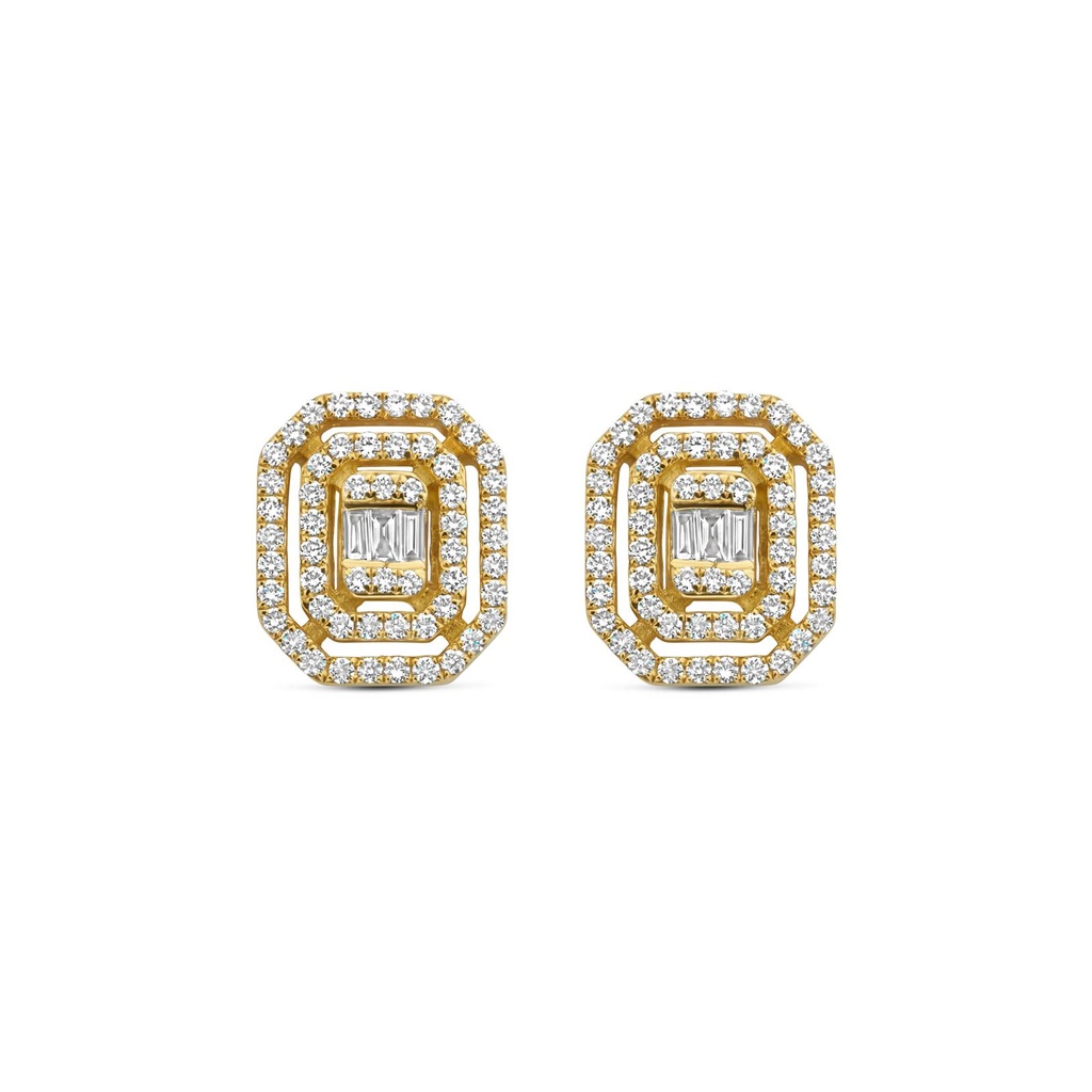Yellow gold studs with diamonds
