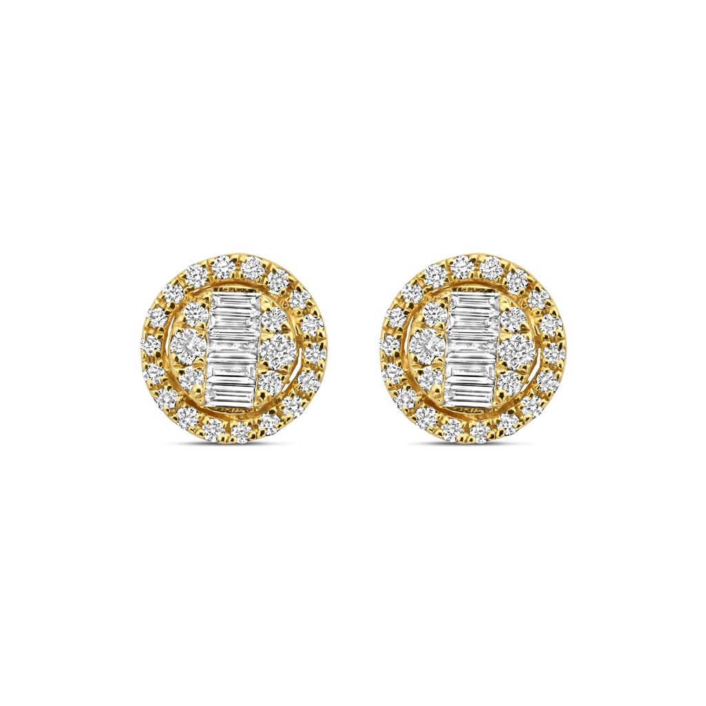 Yellow gold studs with diamonds