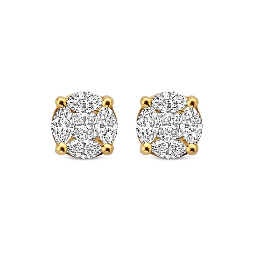 Yellow gold studs with diamonds