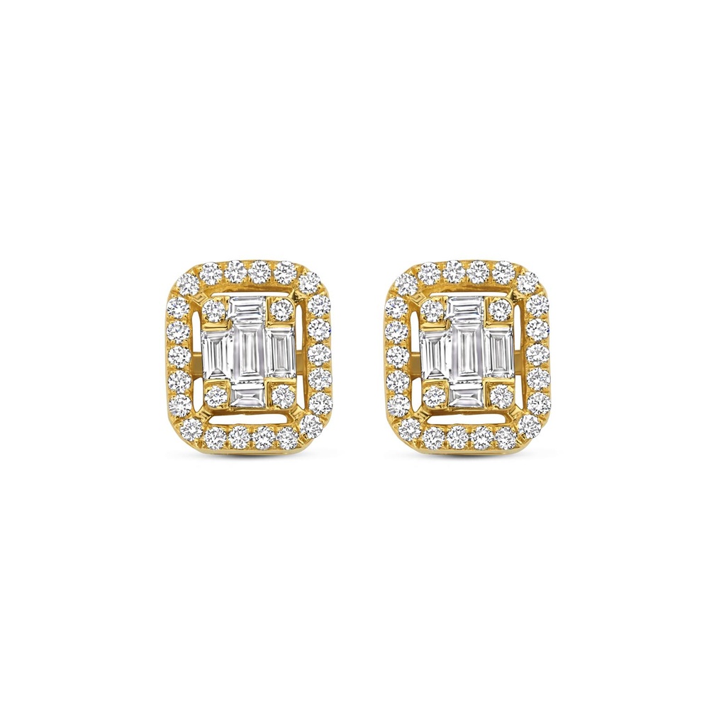 Yellow gold studs with diamonds