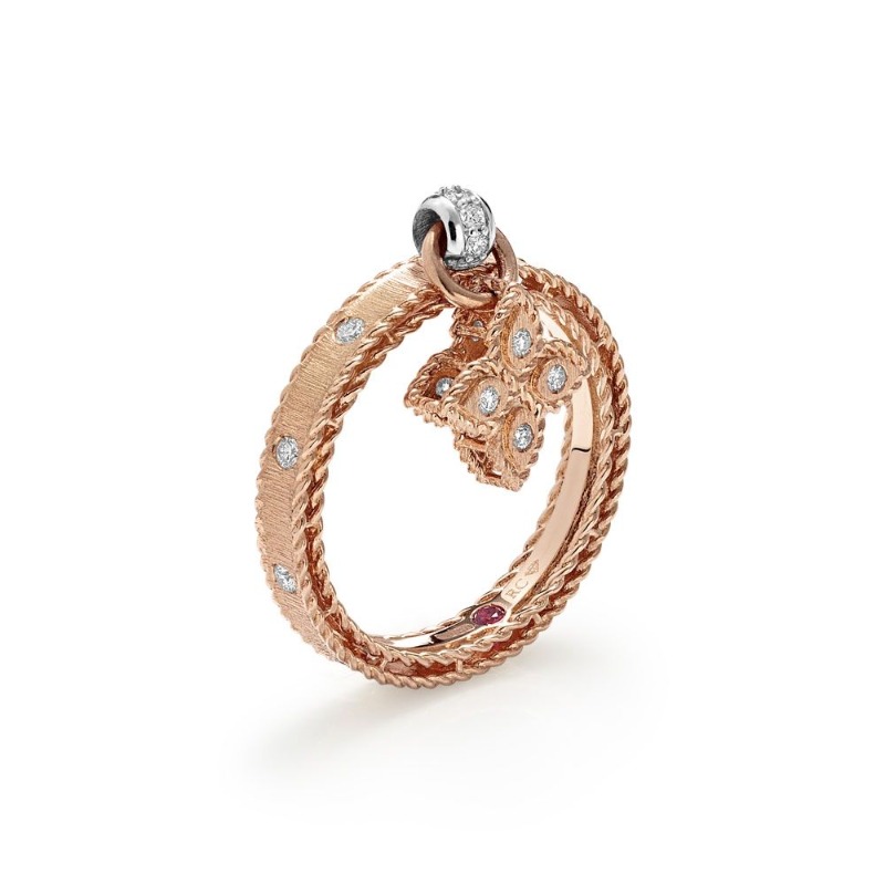 Princess Flower Ring in Pink Gold with Diamonds