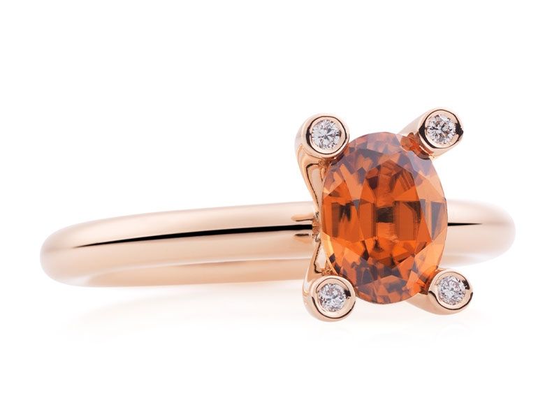 Phlox Ring in Pink Gold with Brown Zircon