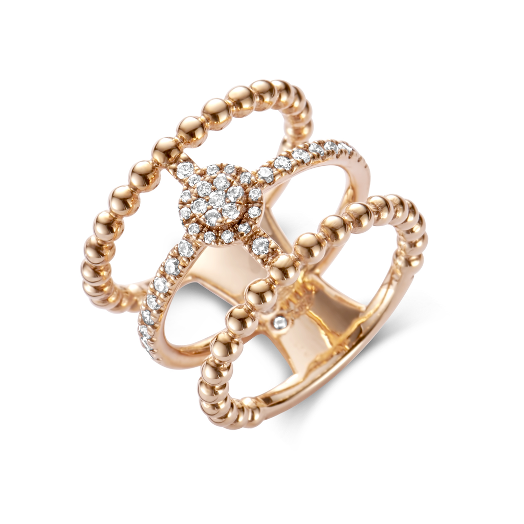 ring pink gold set with diamonds