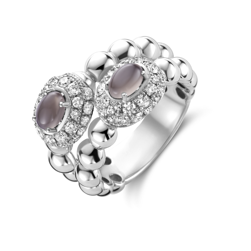 ring white gold set moonstone and diamonds