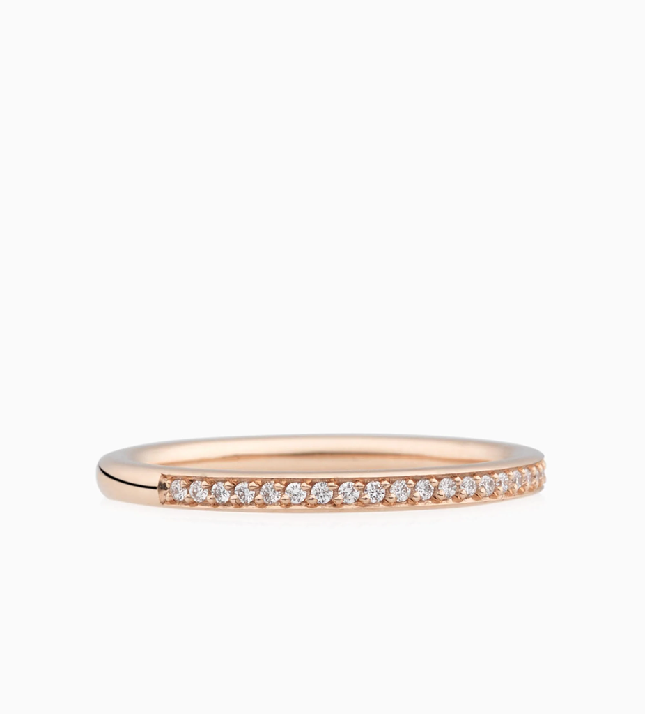 wedding band pink gold set diamonds