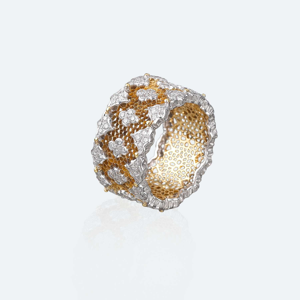 ring Tulle yelllow and white gold with diamonds