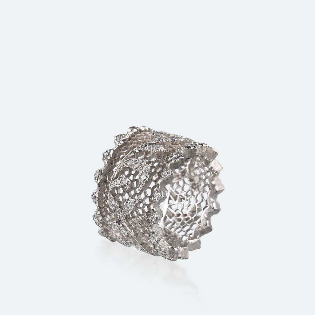 ring Tulle white gold set diamonds