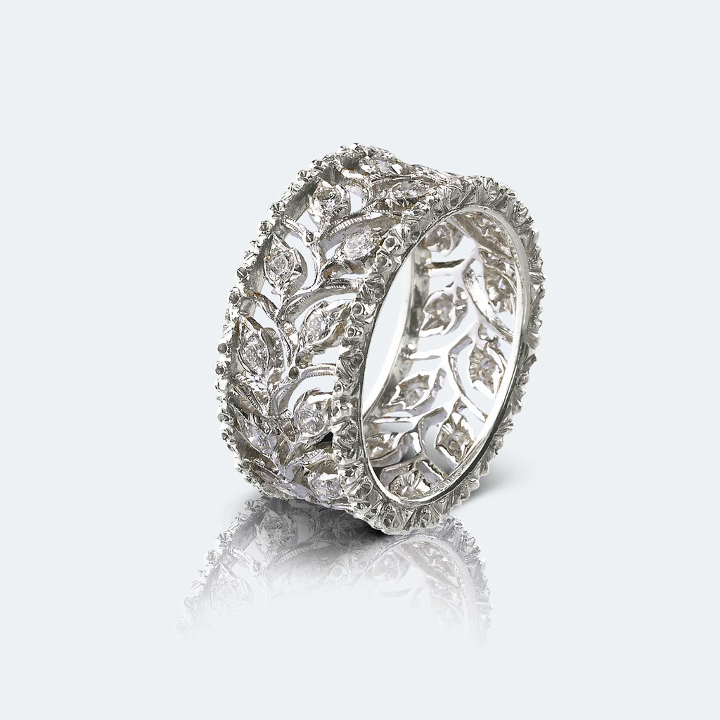 ring ramage white gold set with diamonds