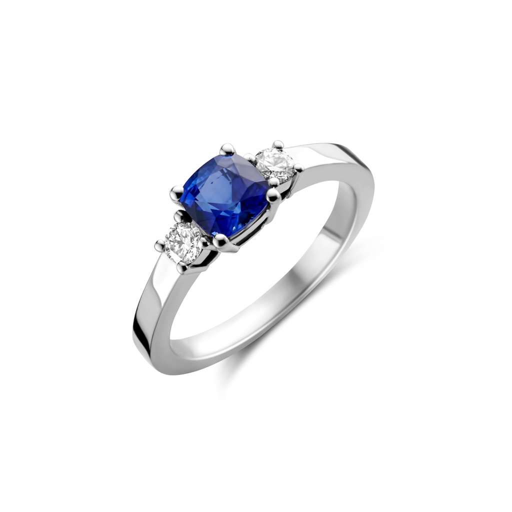 Ring with diamonds and sapphire