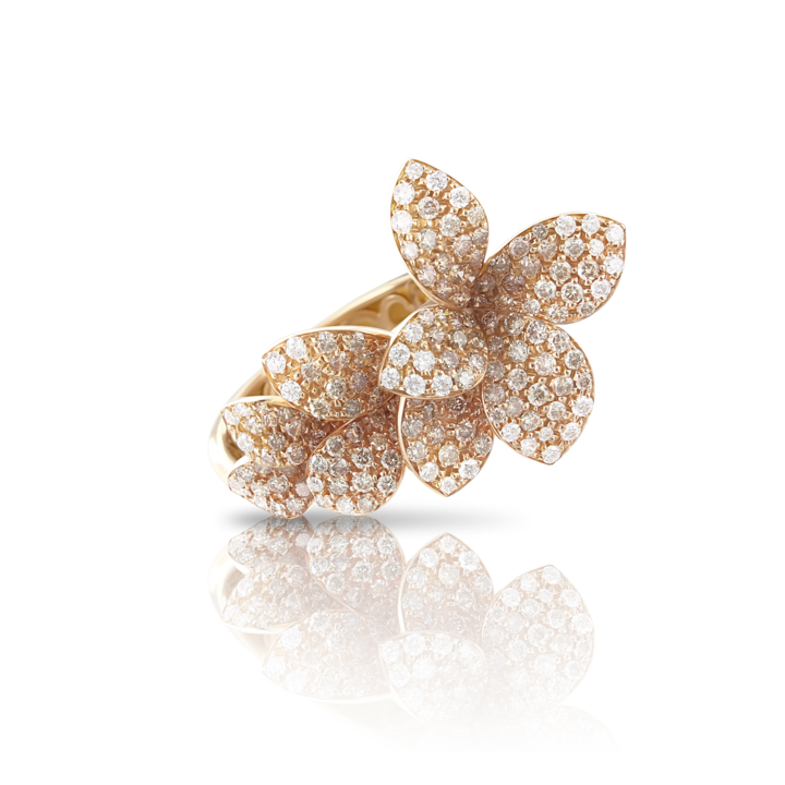 Stella in Fiore Ring in Pink Gold with White and Champagne Diamonds