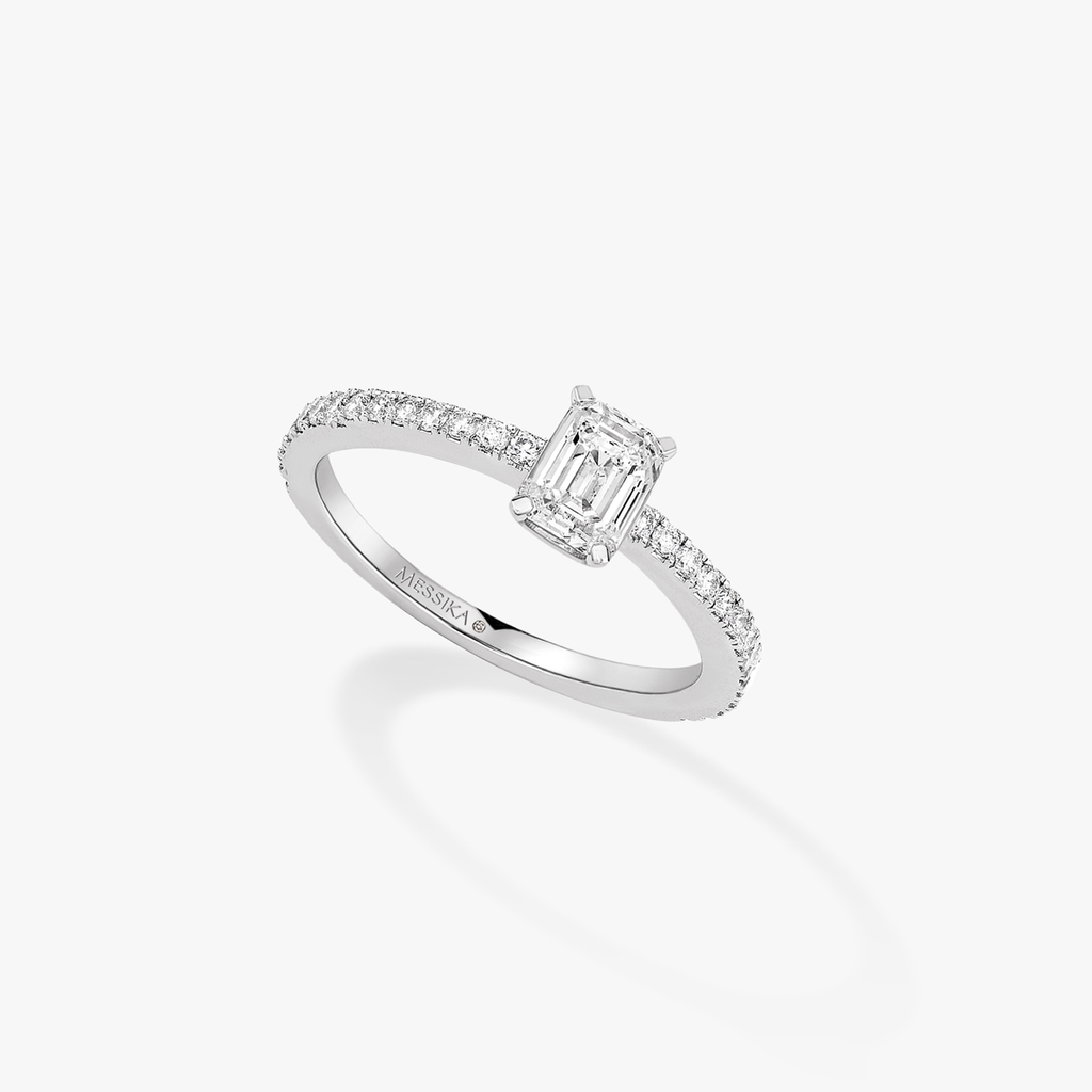 Solitaire Emerald cut pavé