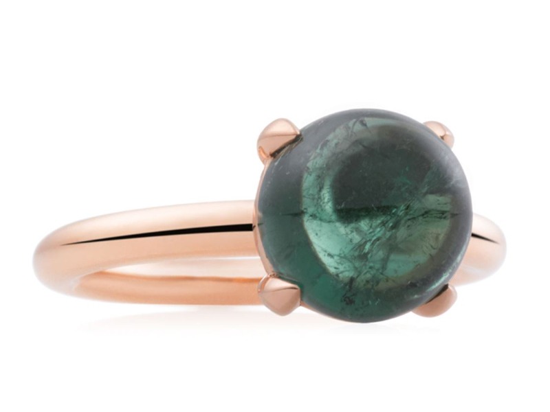 Ring Catch Pink Gold with Cabochon Tourmalin