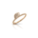 Petit Garden Single Leaf Ring in Pink Gold with White and Champagne Diamonds