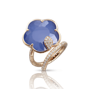 Joli Ring in Pink Gold with Blue Moon (White Agate and Lapis Lazuli Doublet), White and Champagne Diamonds