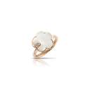 Petit Joli Ring in Pink Gold with White Agate, White and Champagne Diamonds