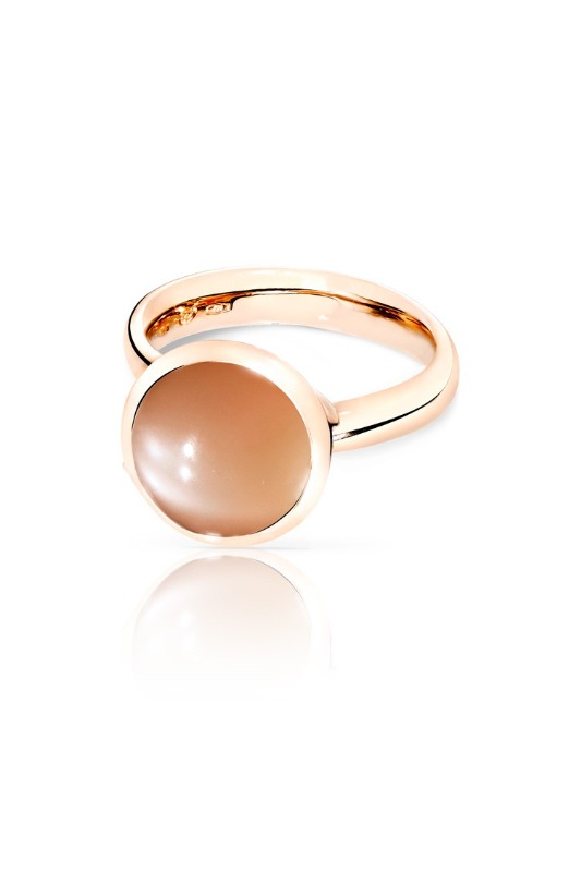 BOUTON Ring Large in Pink Gold with Brown Moonstone