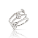 Figlia dei Fiori Three Flowers Twist Ring in White Gold with Diamonds