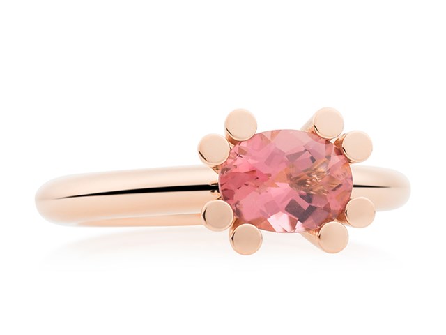 Ring Pink Gold set with Pink Tourmalijn