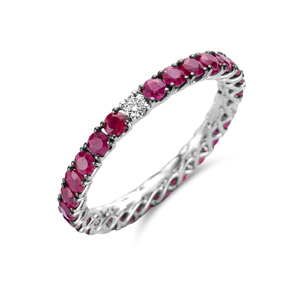 Wedding band with rubies and diamonds