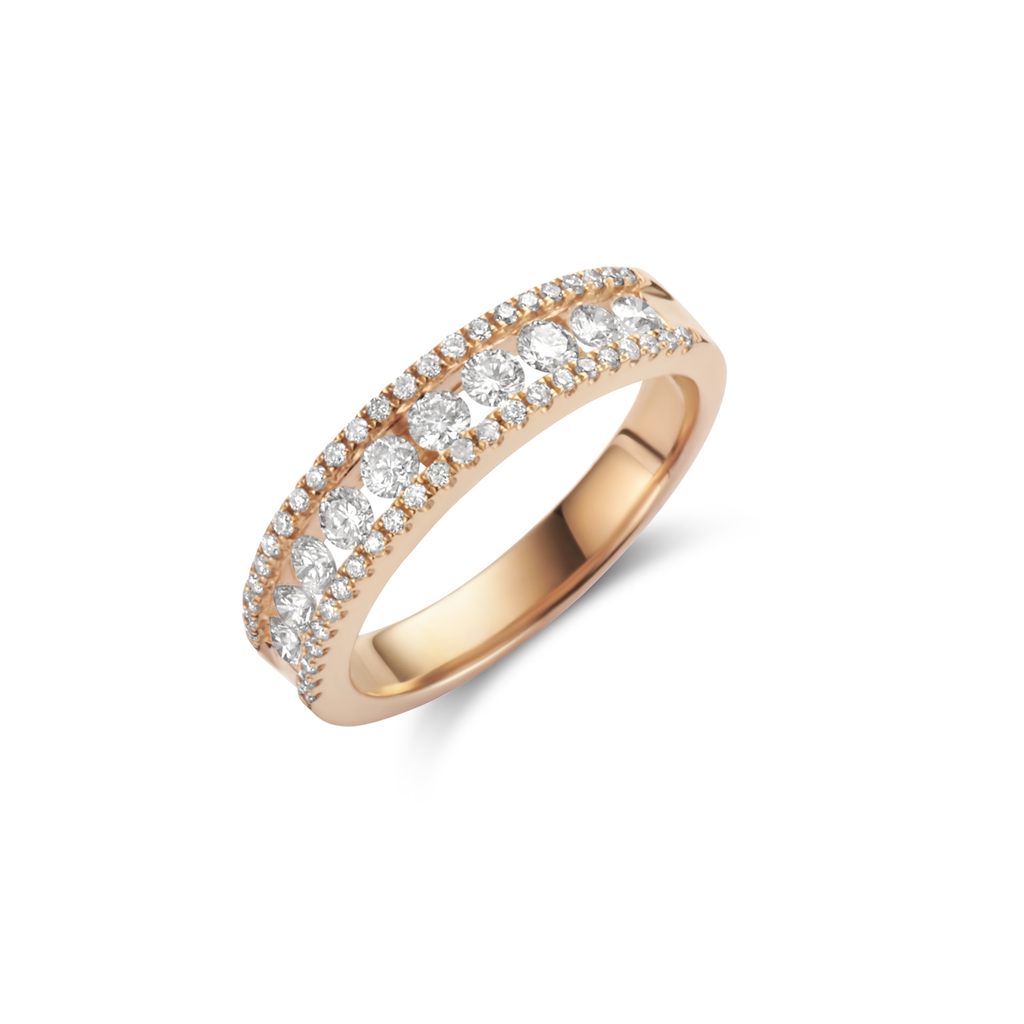 Ring with diamonds in rail setting