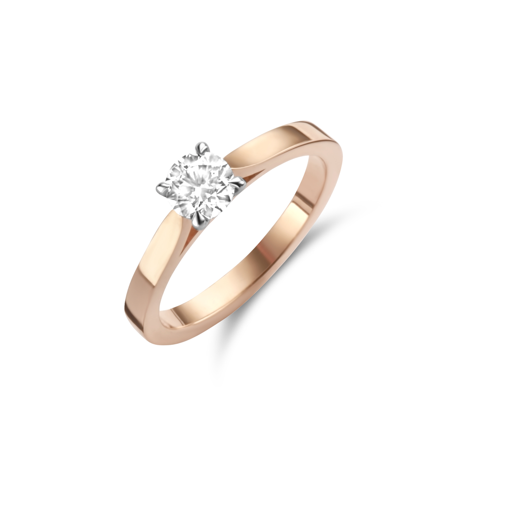 Pink gold solitaire with diamond