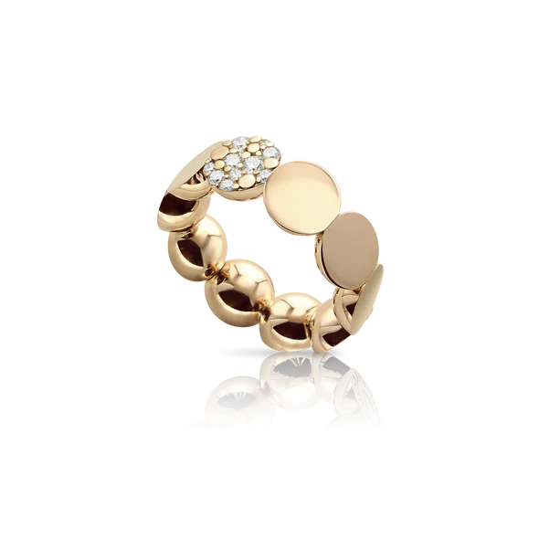 Luce Full Moon Ring in Pink Gold with Diamonds