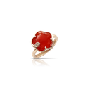 Petit Joli Ring in Pink Gold with Carnelian, White and Champagne Diamonds