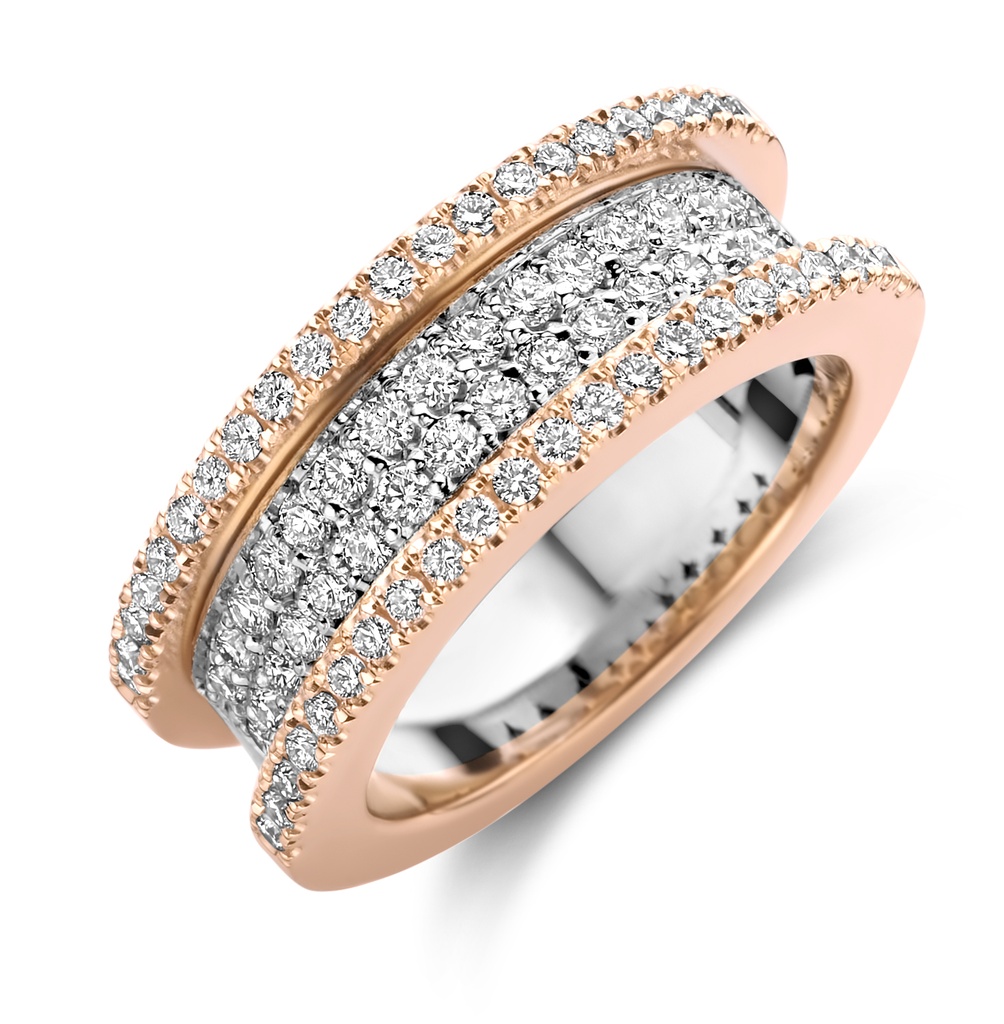 Ring Red and White Gold set Pave