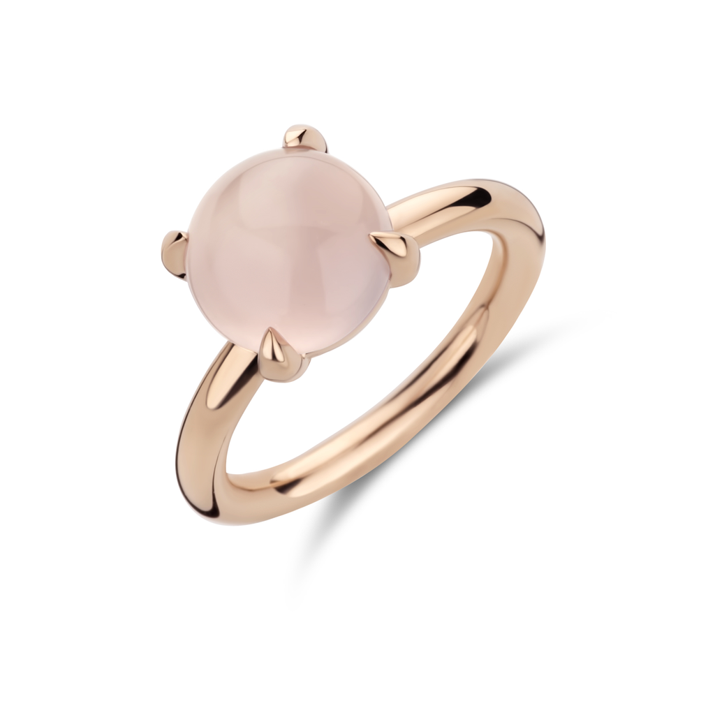 Catch Ring with Pink Quartz Cabochon