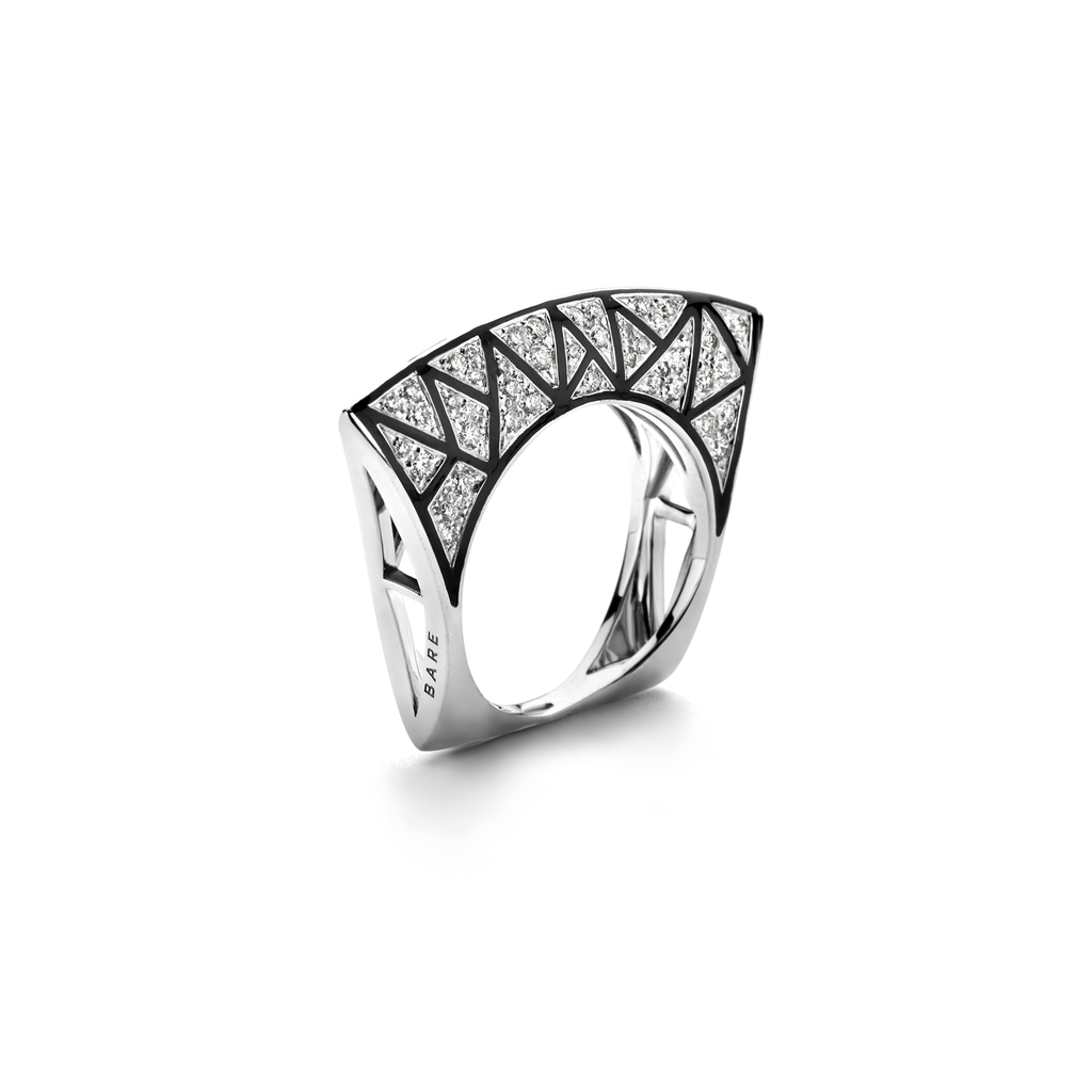 Lotus ring Black Enamel