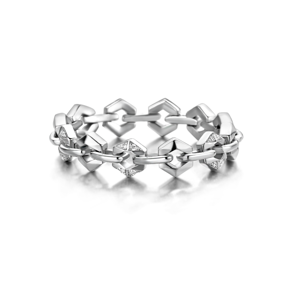 Bond Signature Mini Ring in White Gold with Diamonds