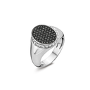 Signet Classic Ring in White Gold with Black and White Diamonds