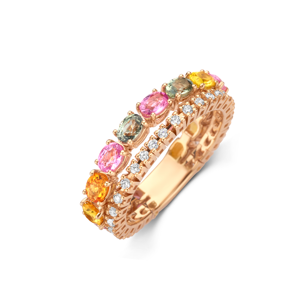 Multicolor Saphire ring with Diamonds