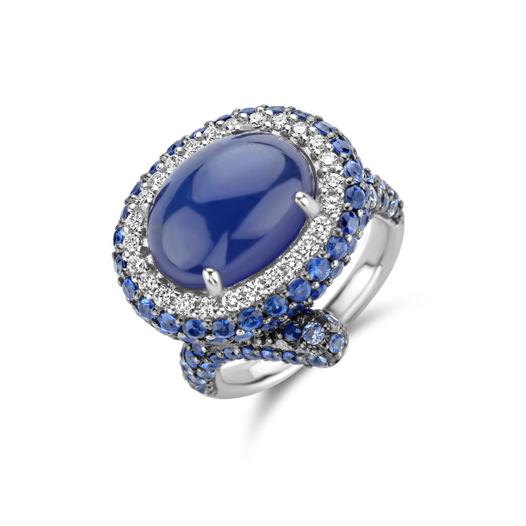 Cabochon Tanzanite and Blue Sapphires